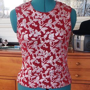 Petite Red/Silver Glittery Stretchy Top